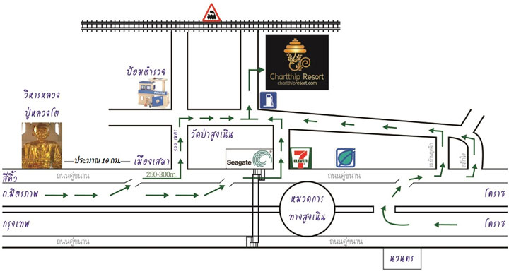 แผนที่ฉัตรทิพย์รีสอร์ท สูงเนิน โราช